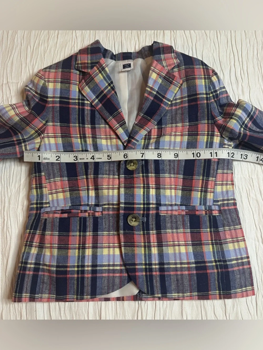 Janie and Jack Plaid Blazer‎ 2T Toddler Linen Blend Preppy Easter Spring Jacket